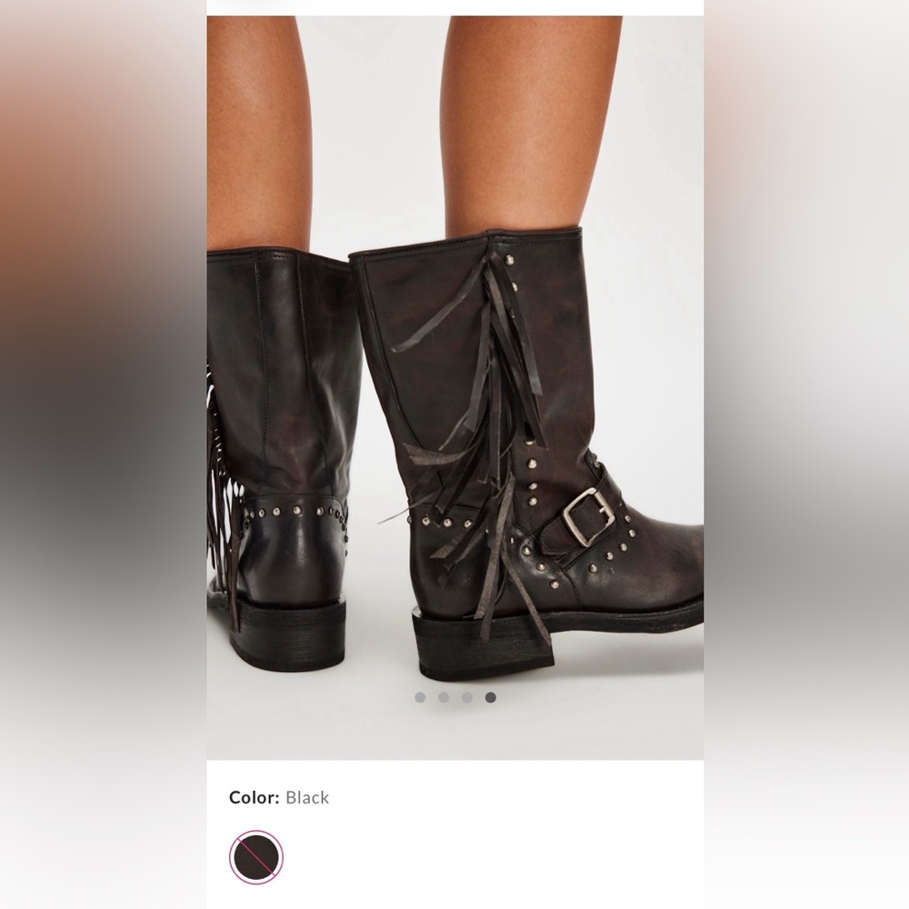 NWT FRYE Viv Engineer Boots - Studded Fringe Leather Mid-Calf SALE 1 day ONLY - Picture 6 of 12